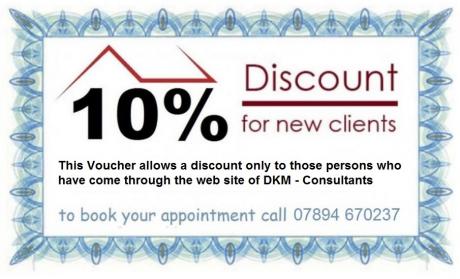 DKM Consultants offer for 2014 a 10% discount on planning drawings and building regulations